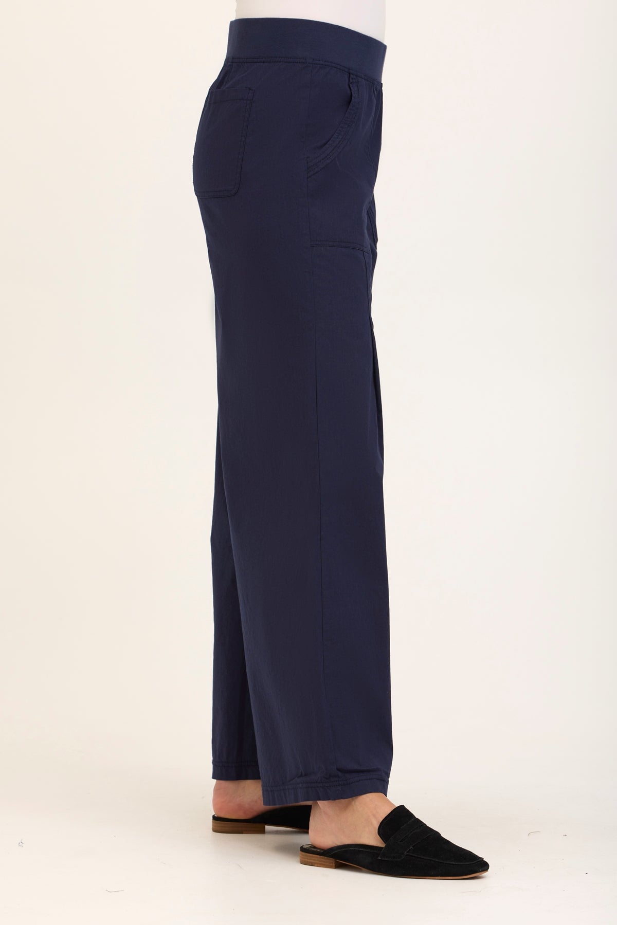 Wearables Core Dacia Stretch Poplin Wide Leg Pull-On Pant Navy - XCVI