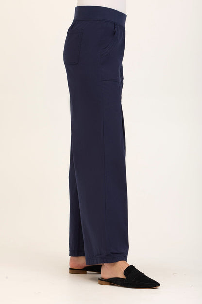 Wearables Core Dacia Stretch Poplin Wide Leg Pull-On Pant Navy - XCVI