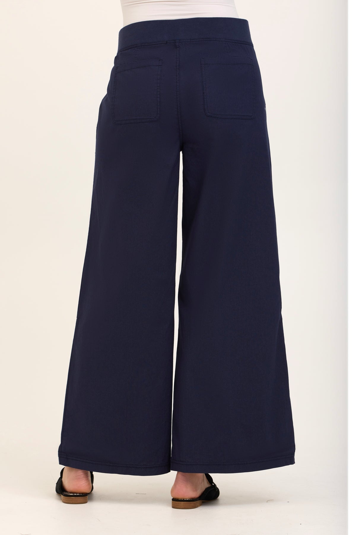 Wearables Core Dacia Stretch Poplin Wide Leg Pull-On Pant Navy - XCVI