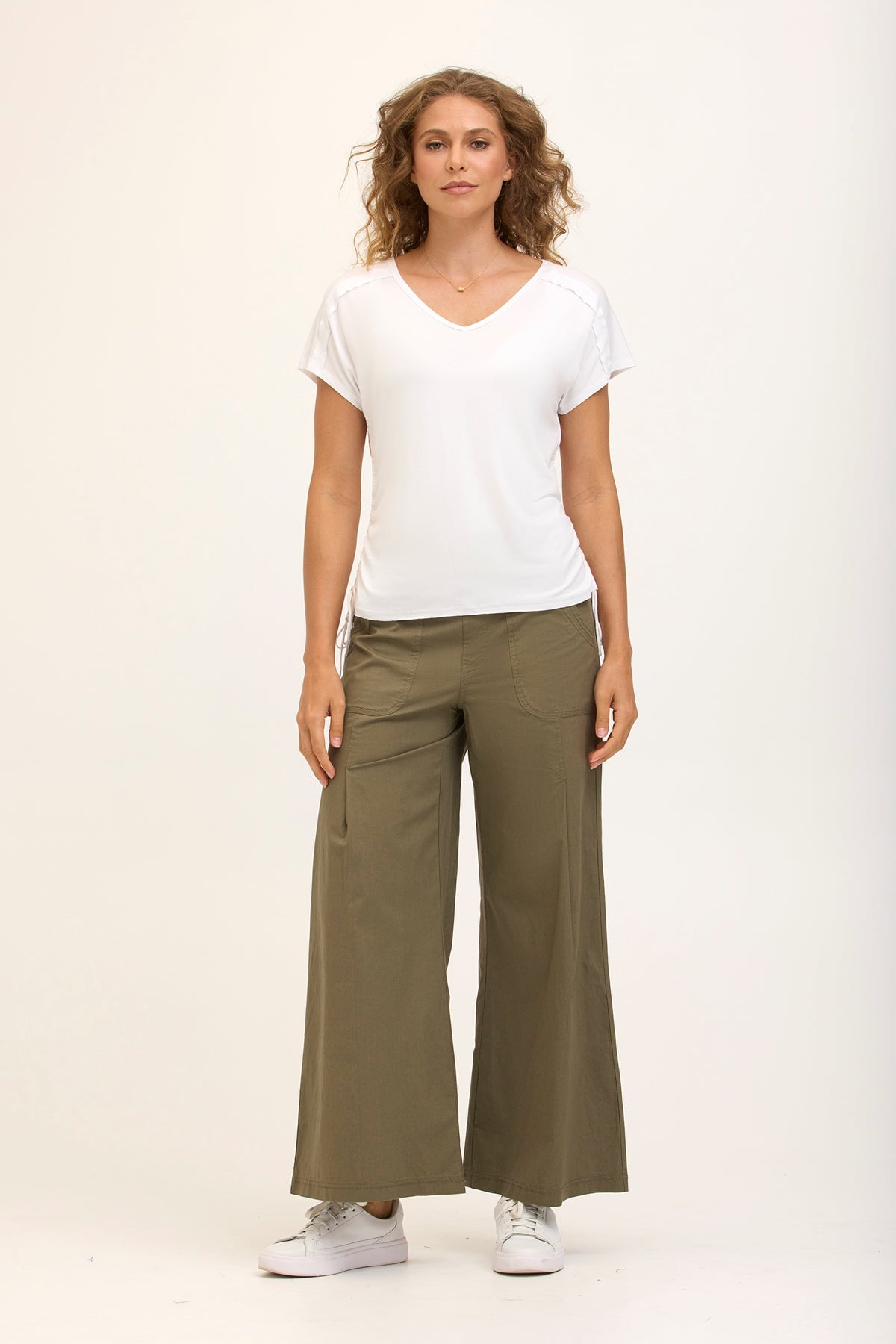 Wearables Core Dacia Stretch Poplin Wide Leg Pull-On Pant Hillside - XCVI