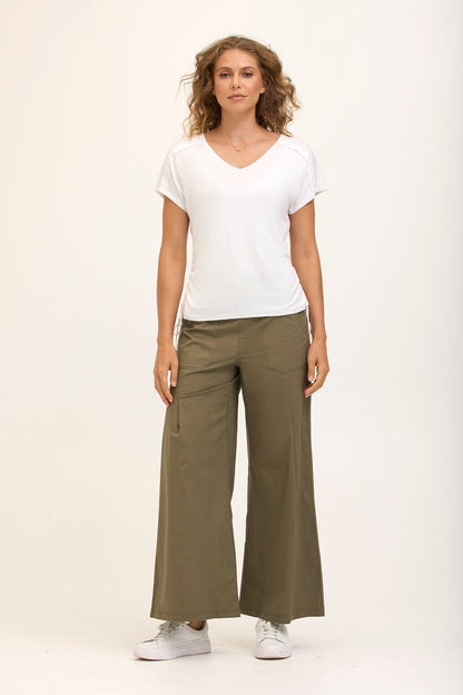 Wearables Core Dacia Stretch Poplin Wide Leg Pull-On Pant Hillside - XCVI