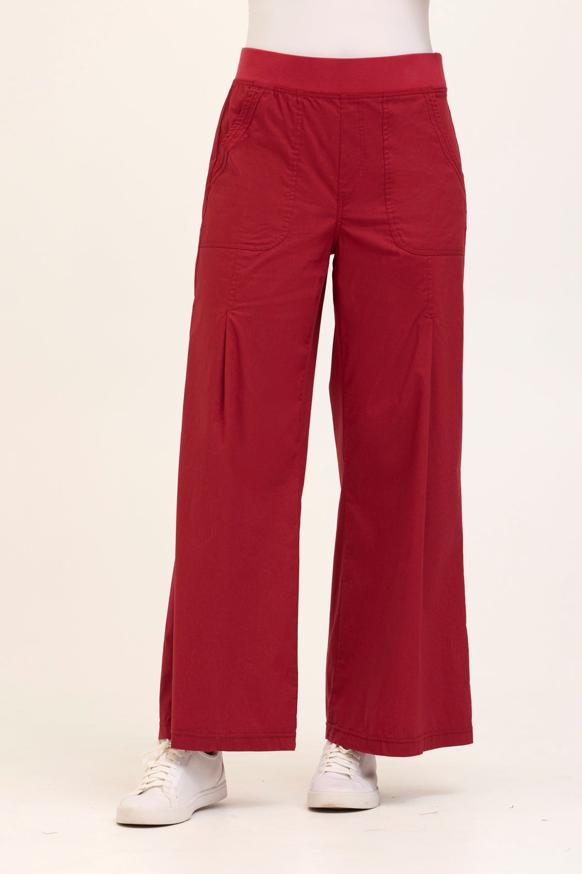 Wearables Core Dacia Stretch Poplin Wide Leg Pull-On Pant Crimson - XCVI