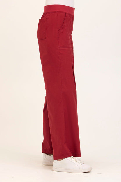 Wearables Core Dacia Stretch Poplin Wide Leg Pull-On Pant Crimson - XCVI