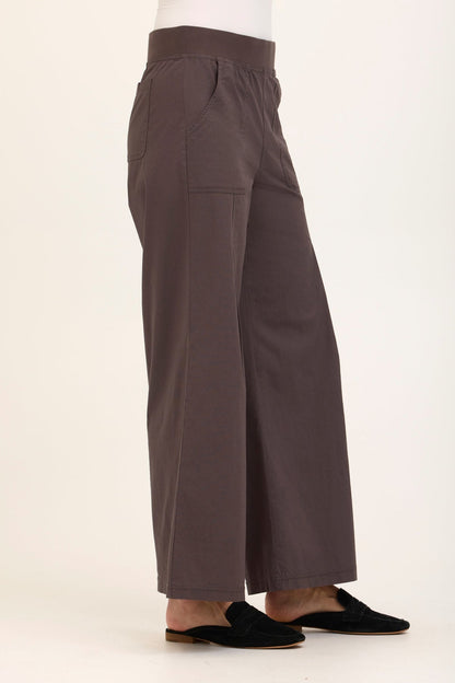 Wearables Core Dacia Stretch Poplin Wide Leg Pull-On Pant Charcoal - XCVI