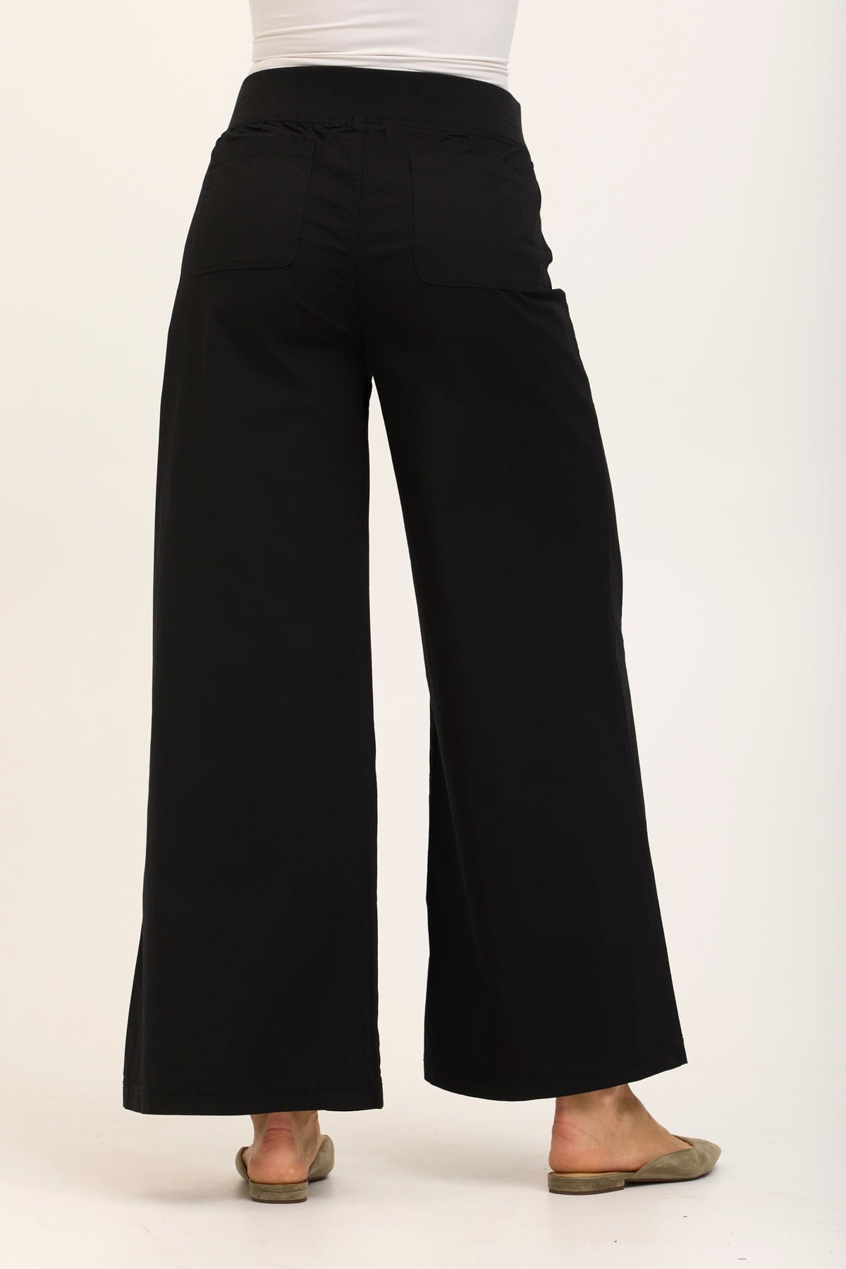 Wearables Core Dacia Stretch Poplin Wide Leg Pull-On Pant Black - XCVI