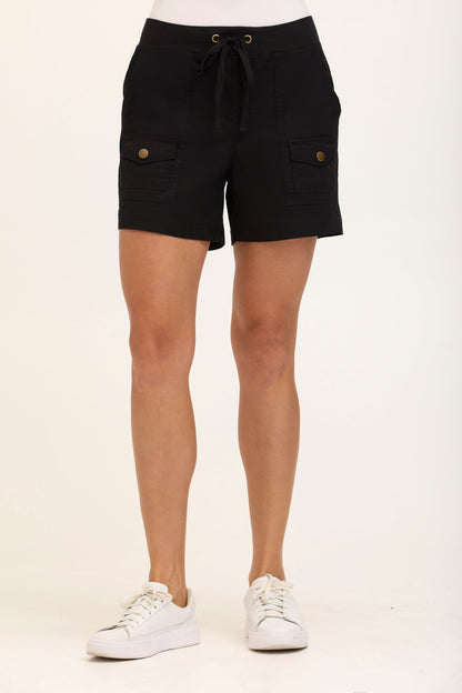 Wearables Core Stretch Poplin Cargo Pull-On Short Black - XCVI