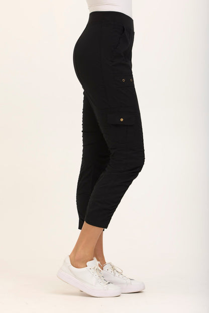 Wearables Tilton Stretch Poplin Ruched Crop Skinny Pant Black - XCVI