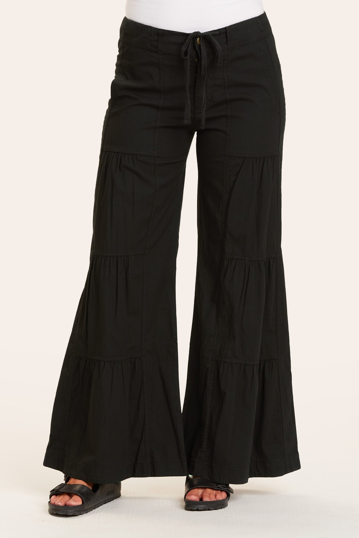 Terraced Wide Leg Pant in Black  - XCVI