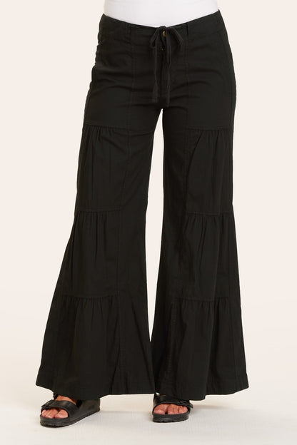 Terraced Wide Leg Pant in Black  - XCVI
