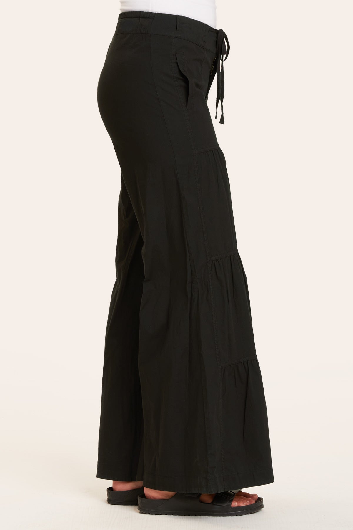 Terraced Wide Leg Pant in Black  - XCVI