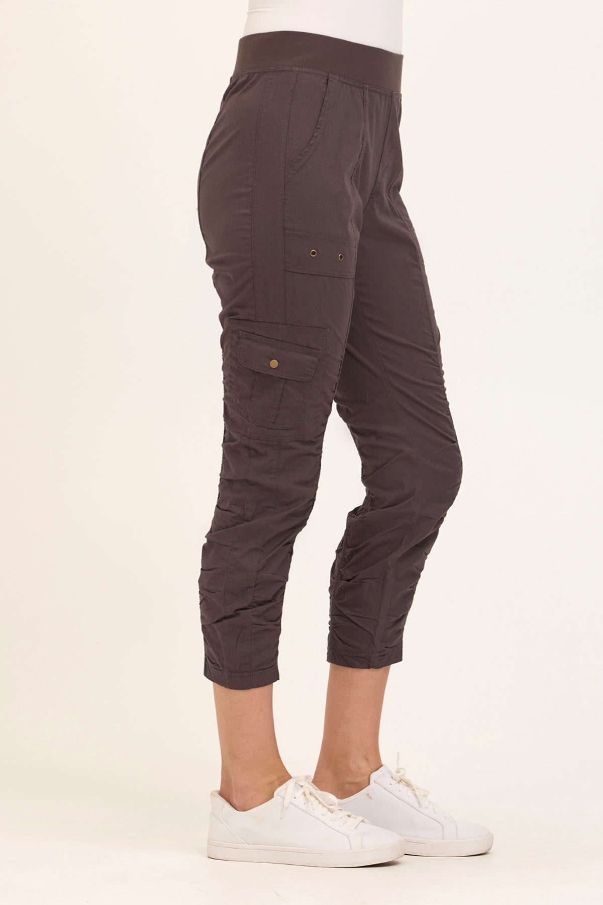 Wearables Tilton Stretch Poplin Ruched Crop Skinny Pant Charcoal - XCVI