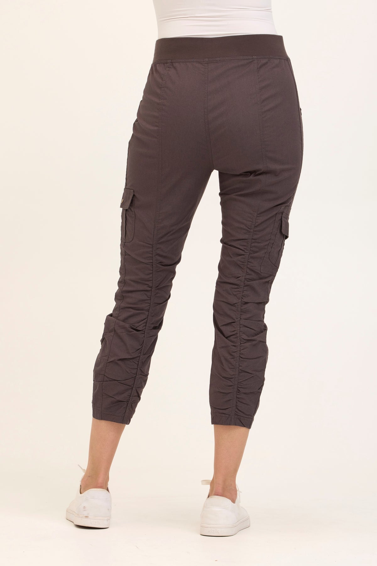 Wearables Tilton Stretch Poplin Ruched Crop Skinny Pant Charcoal - XCVI