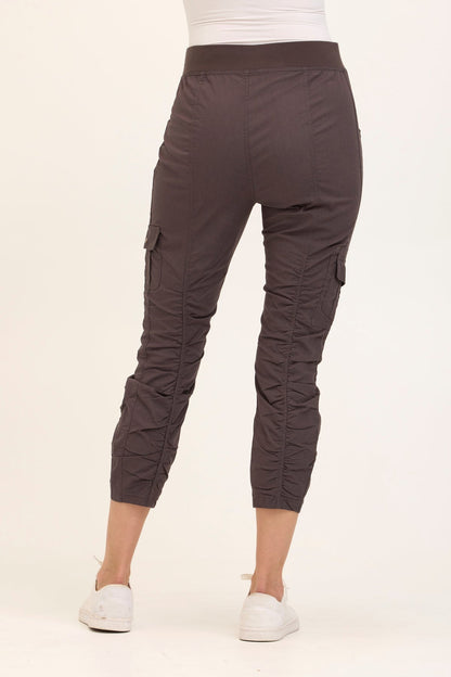 Wearables Tilton Stretch Poplin Ruched Crop Skinny Pant Charcoal - XCVI