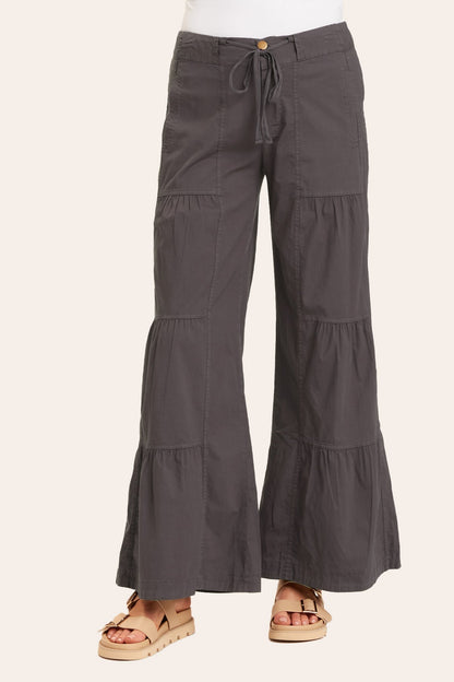 Terraced Wide Leg Pant in Charcoal  - XCVI