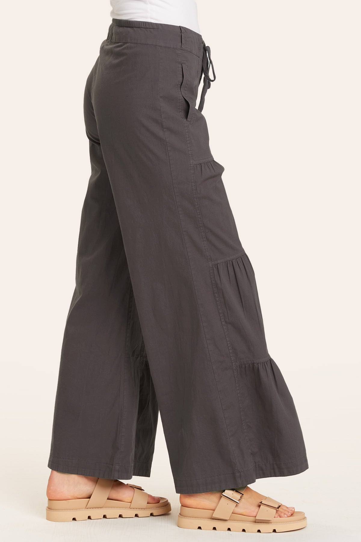 Terraced Wide Leg Pant in Charcoal  - XCVI