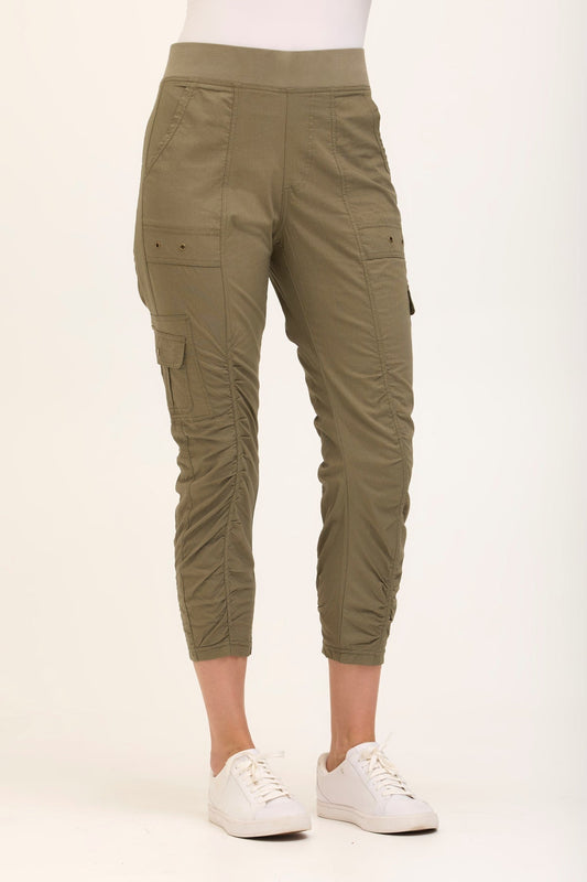Wearables Tilton Stretch Poplin Ruched Crop Skinny Pant Hillside - XCVI