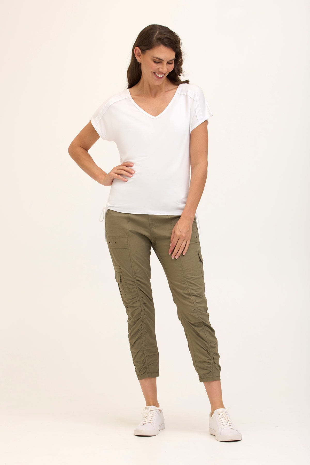Wearables Tilton Stretch Poplin Ruched Crop Skinny Pant Hillside - XCVI