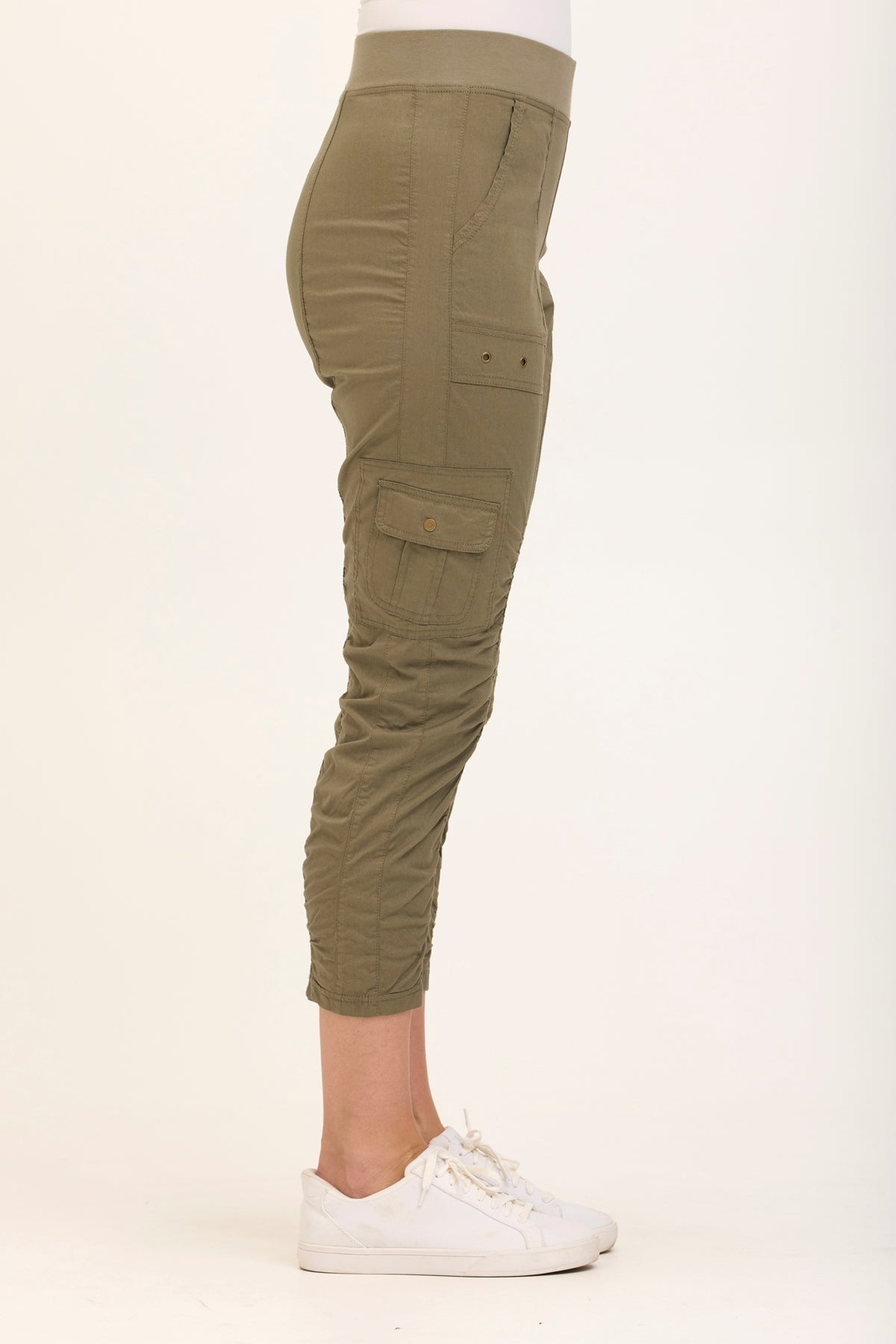 Wearables Tilton Stretch Poplin Ruched Crop Skinny Pant Hillside - XCVI