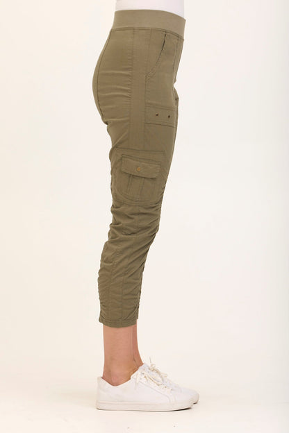 Wearables Tilton Stretch Poplin Ruched Crop Skinny Pant Hillside - XCVI