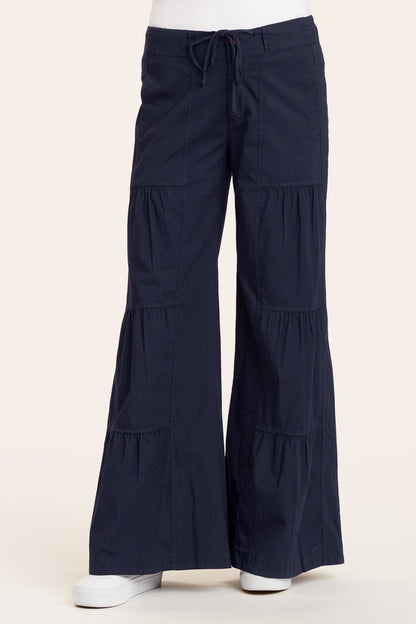 Terraced Wide Leg Pant in Navy  - XCVI