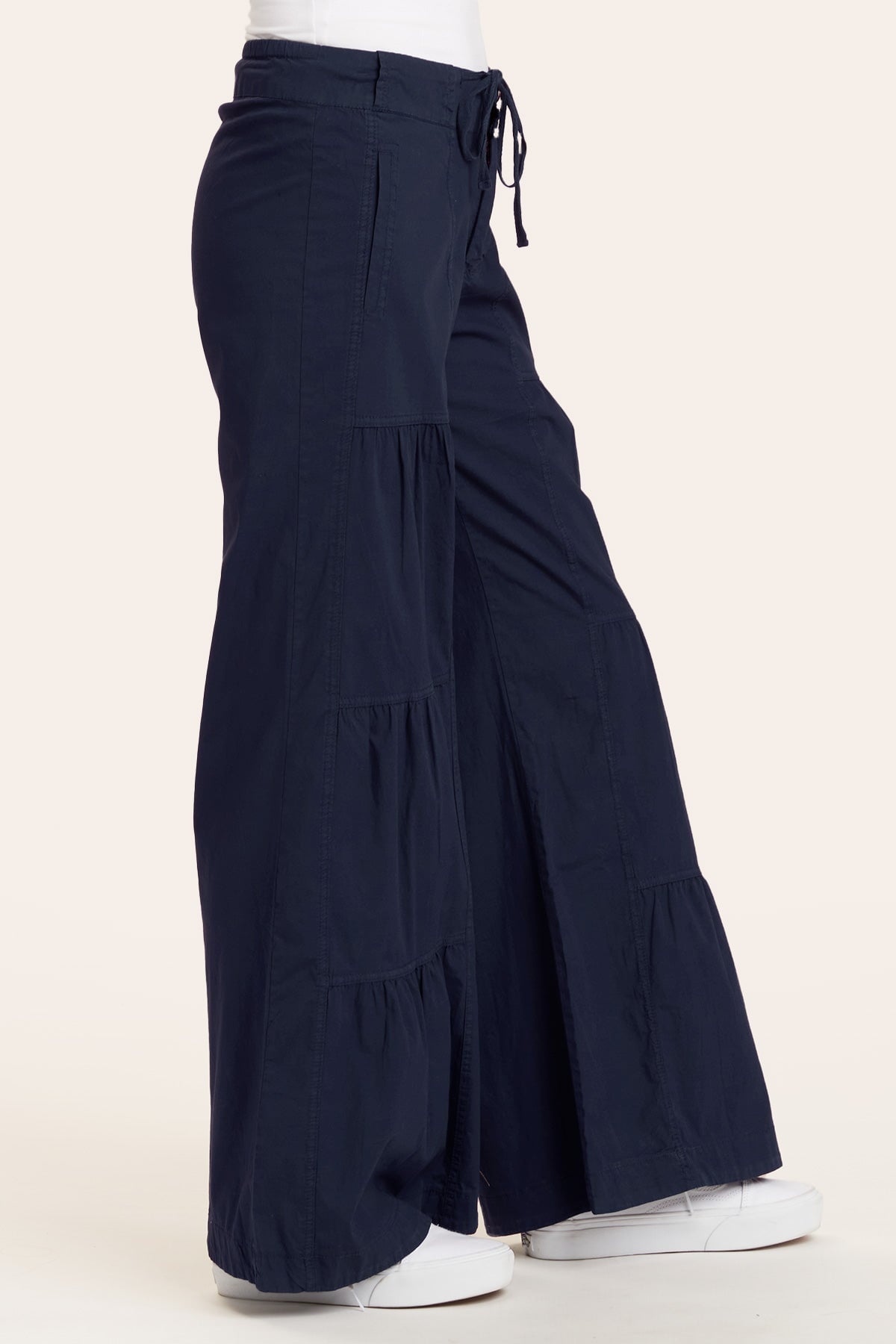 Terraced Wide Leg Pant in Navy  - XCVI