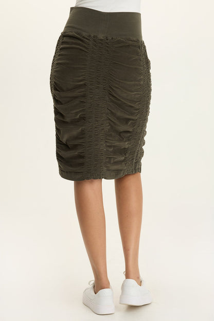 Wearables Trace Ruched Pull-On Midi Skirt  - XCVI