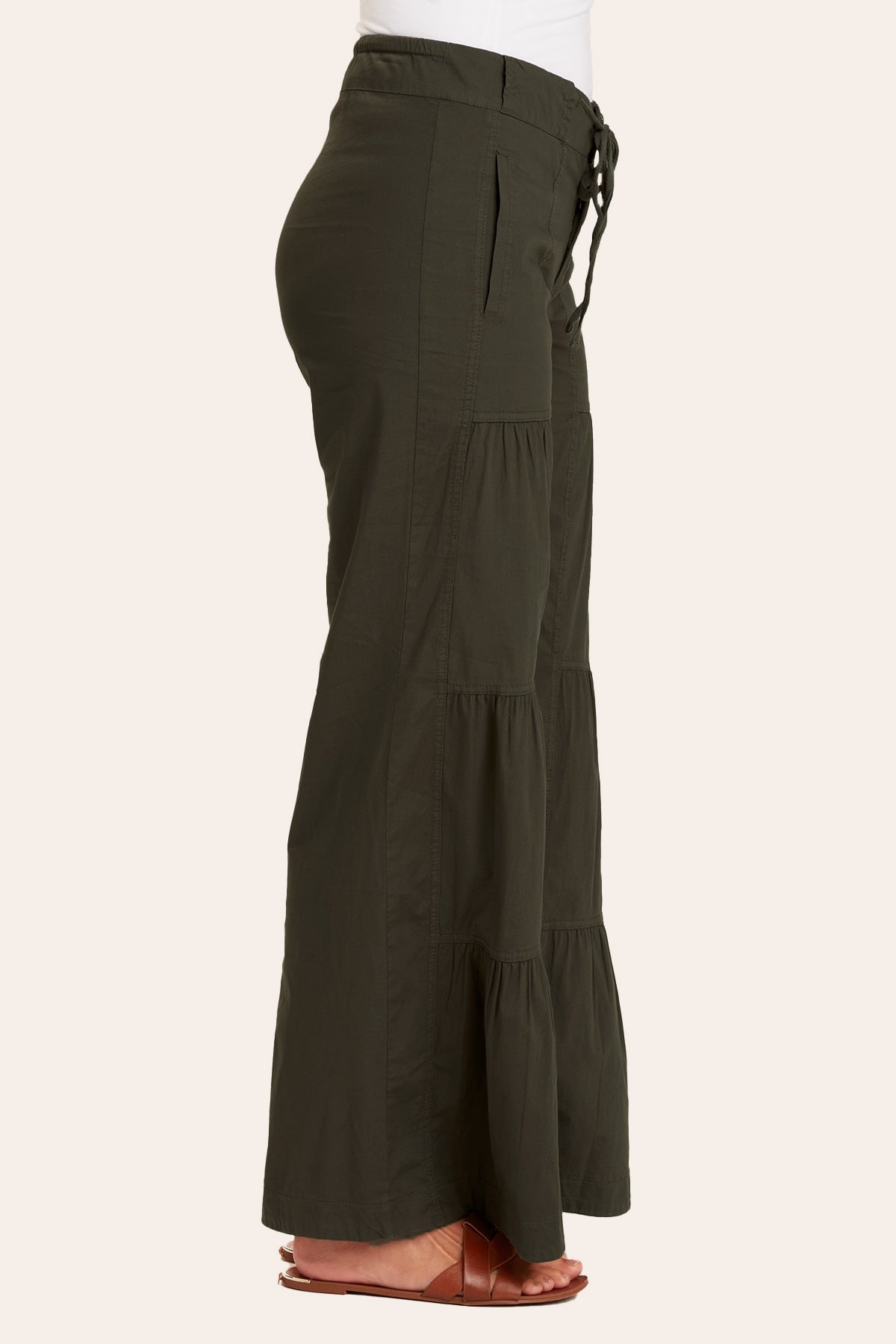 Terraced Wide Leg Pant in Olive  - XCVI