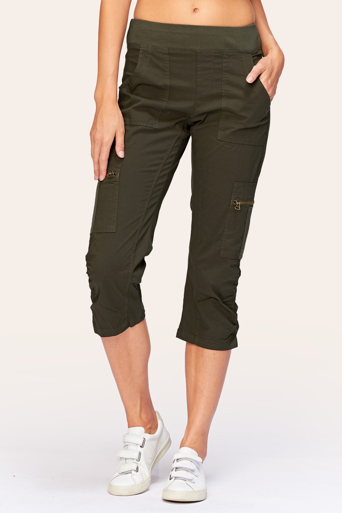 Nadia Crop in Olive  - XCVI