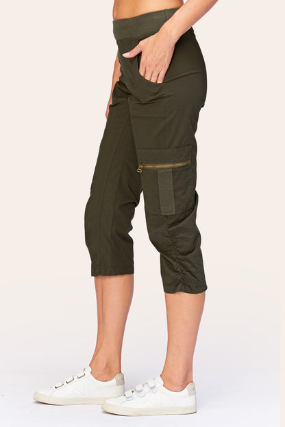 Nadia Crop in Olive  - XCVI
