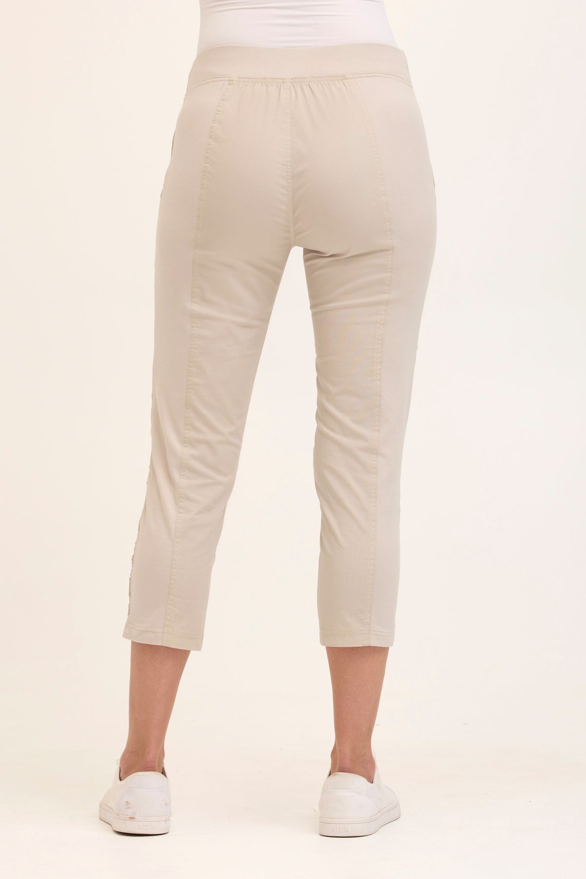 Geyser Stretch Poplin 2-Pockets Pull-On Waistband Crop Pant  - XCVI