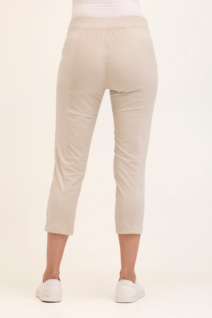 Geyser Stretch Poplin 2-Pockets Pull-On Waistband Crop Pant  - XCVI
