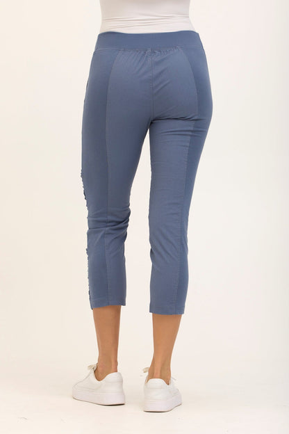 Geyser Stretch Poplin 2-Pockets Pull-On Waistband Crop Pant  - XCVI