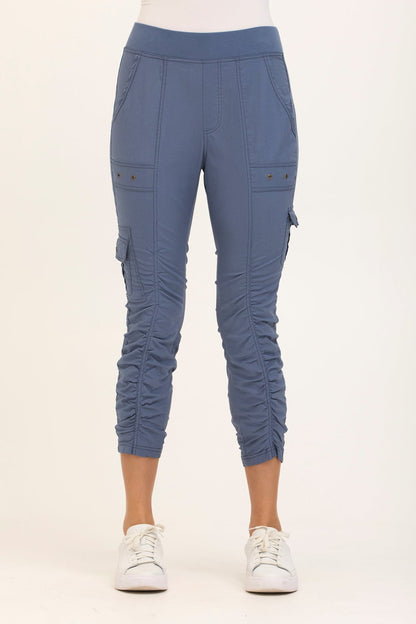 Wearables Tilton Stretch Poplin Ruched Crop Skinny Pant Tidal - XCVI