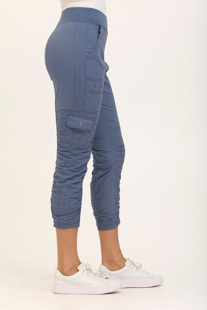 Wearables Tilton Stretch Poplin Ruched Crop Skinny Pant Tidal - XCVI