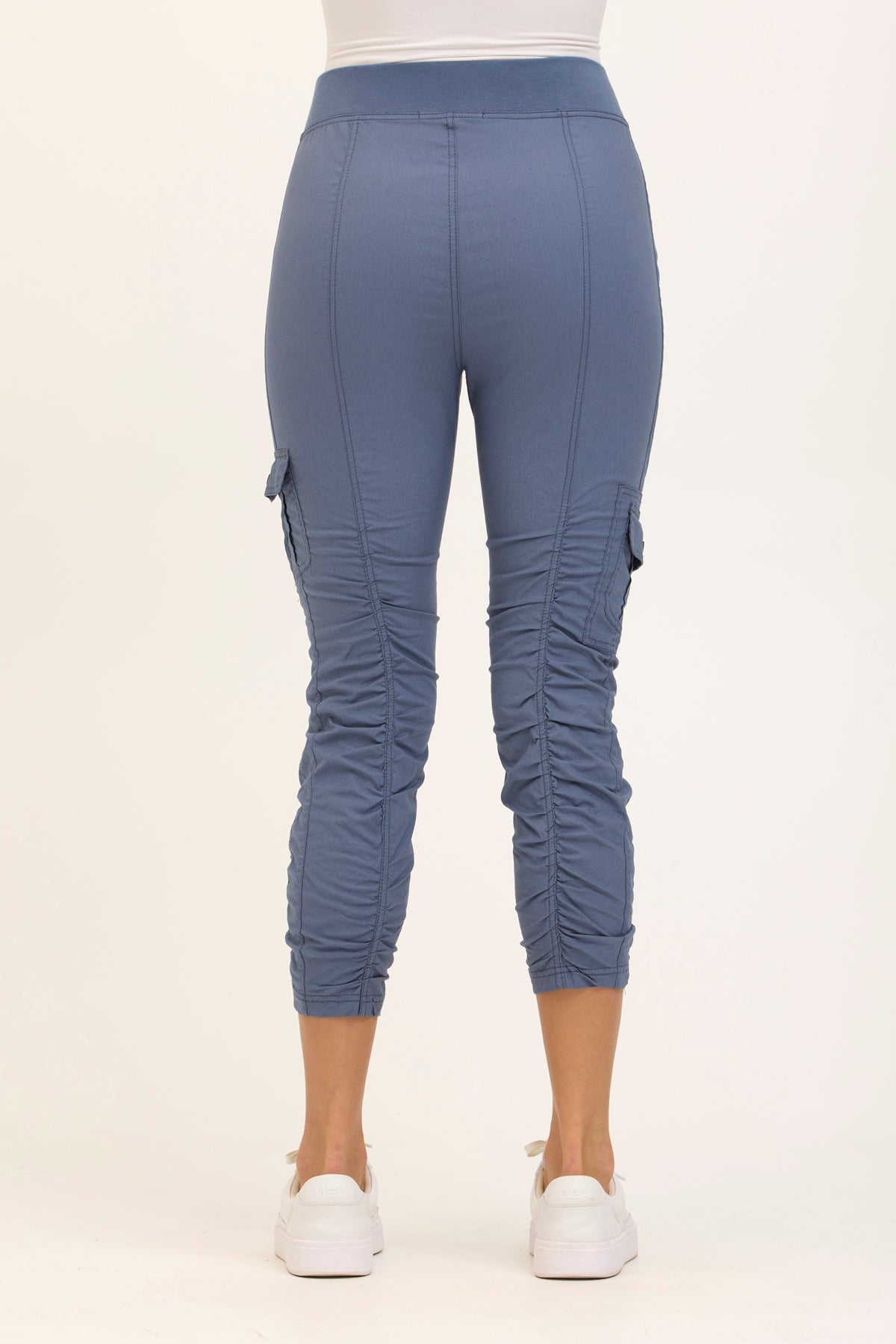 Wearables Tilton Stretch Poplin Ruched Crop Skinny Pant Tidal - XCVI