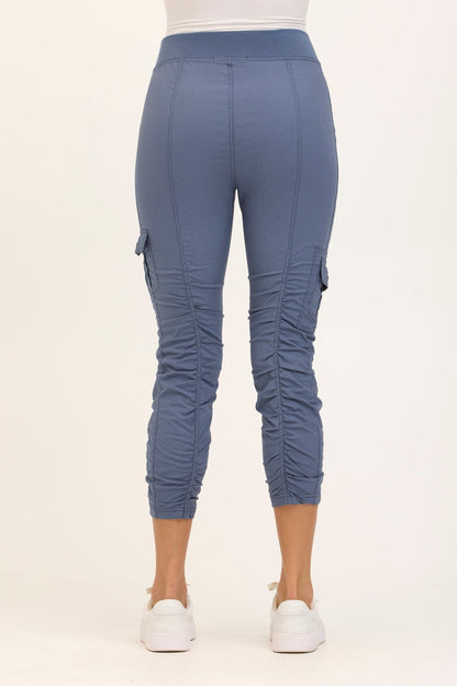 Wearables Tilton Stretch Poplin Ruched Crop Skinny Pant Tidal - XCVI