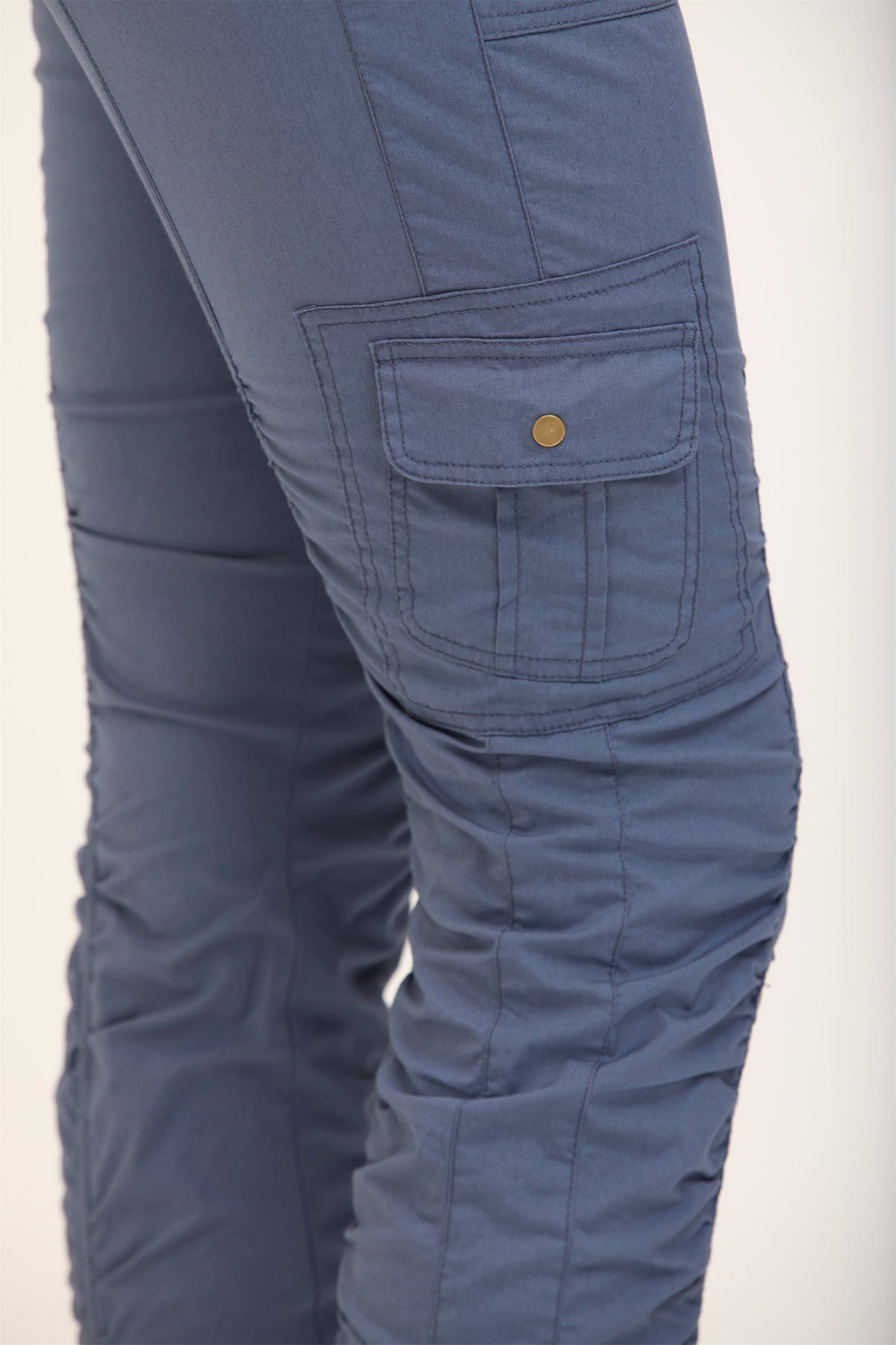 Wearables Tilton Stretch Poplin Ruched Crop Skinny Pant Tidal - XCVI