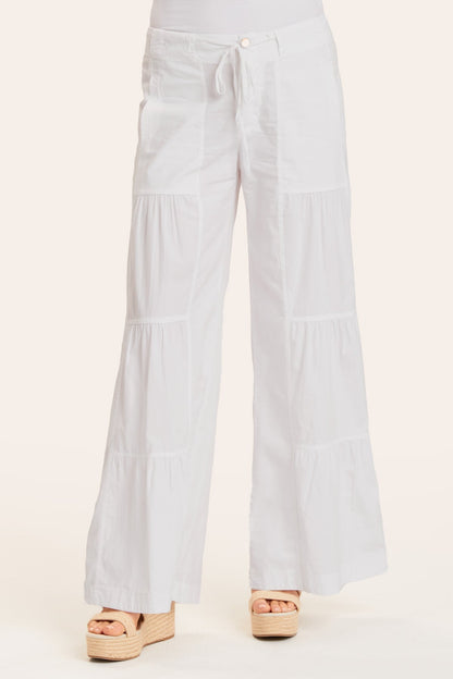 Terraced Wide-Leg Pant in White  - XCVI