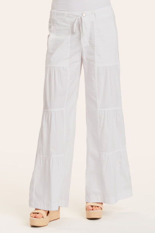 Terraced Wide-Leg Pant in White  - XCVI