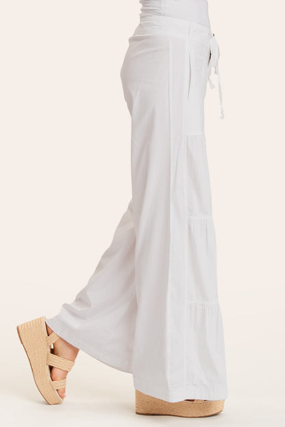 Terraced Wide-Leg Pant in White  - XCVI