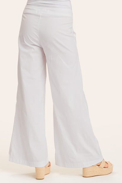Terraced Wide-Leg Pant in White  - XCVI