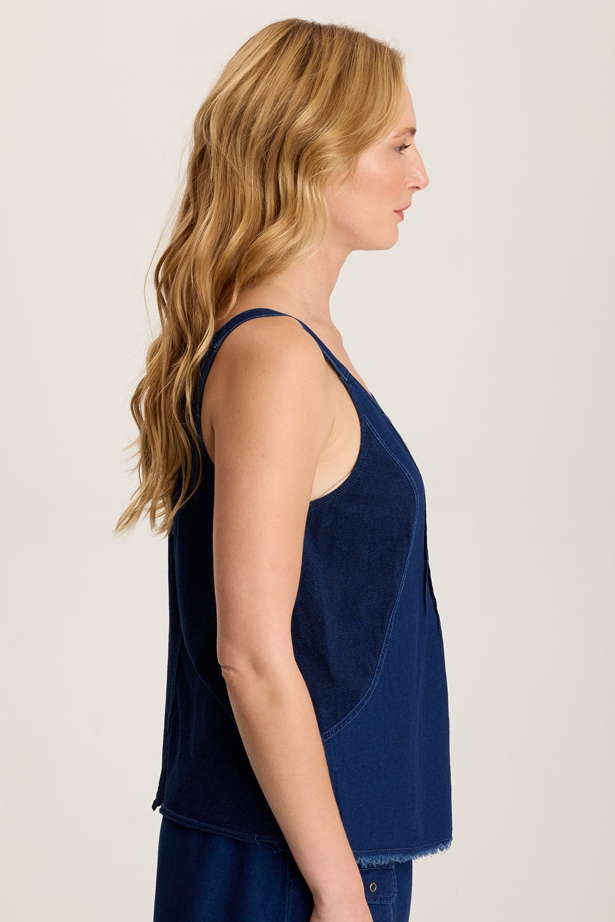 Norelle Flowy Pintuck Mock-Denim Twill Tank Sluice Wash - XCVI