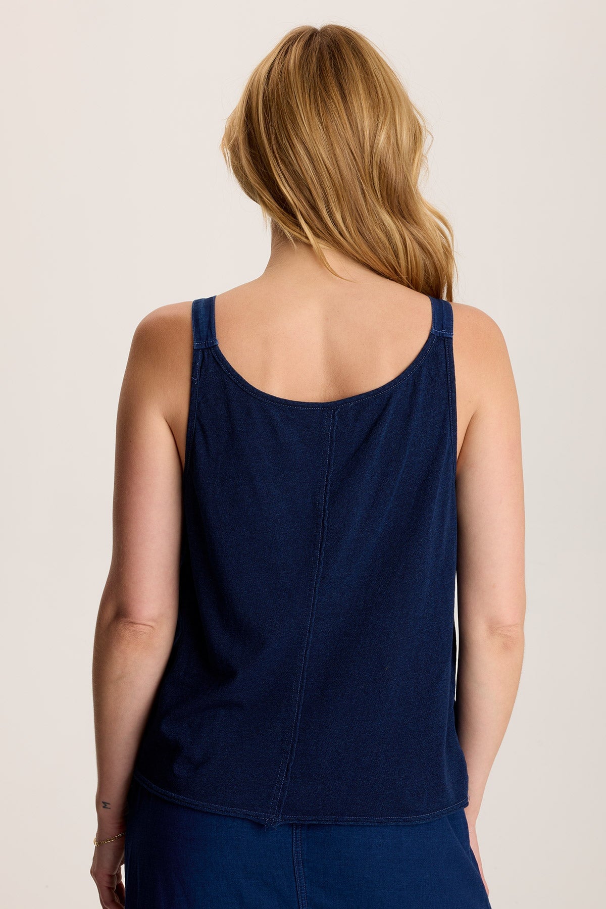 Norelle Flowy Pintuck Mock-Denim Twill Tank Sluice Wash - XCVI