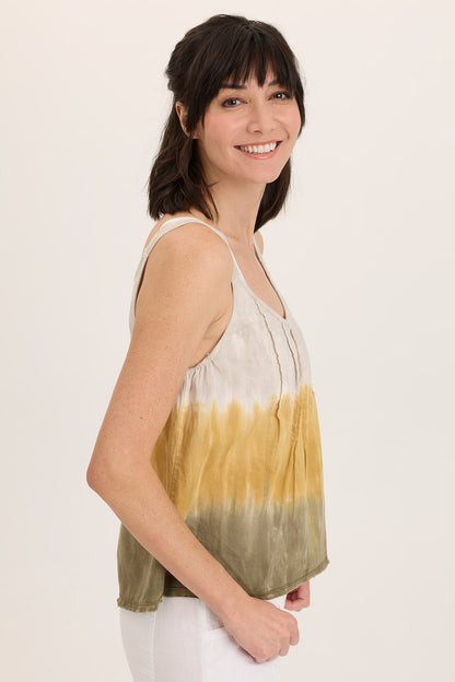 Wearables Shawnie Flowy Linen Pintuck Tank Tricolor Ombre Voyage - XCVI