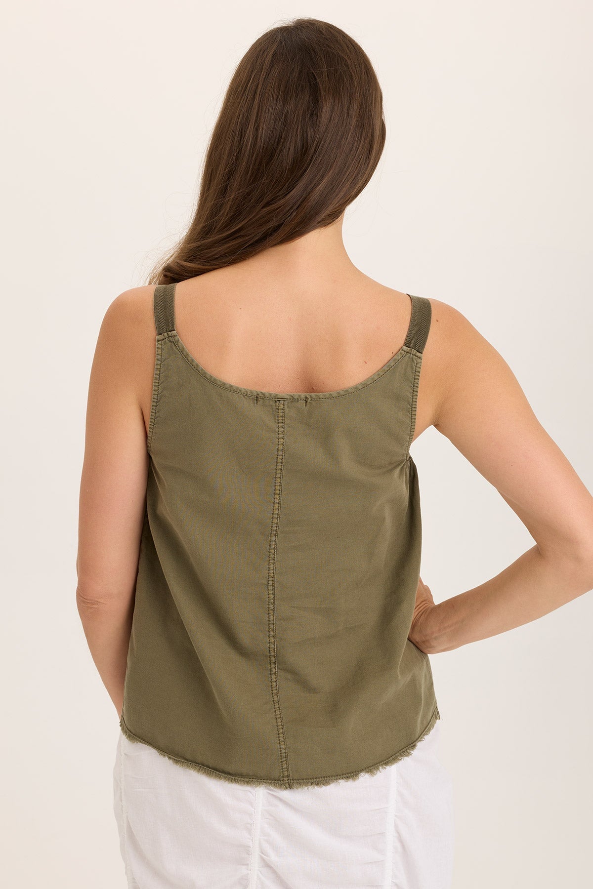 Wearables Shawnie Flowy Linen Pintuck Tank Kombu Pigment - XCVI