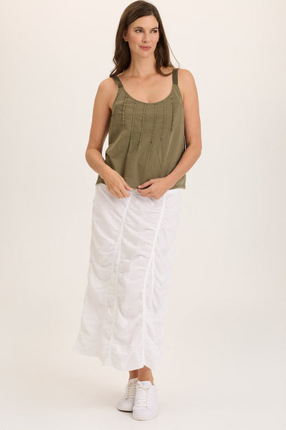 Wearables Shawnie Flowy Linen Pintuck Tank Kombu Pigment - XCVI