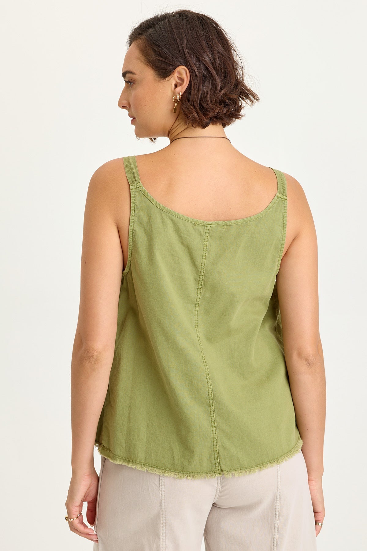 Wearables Shawnie Flowy Linen Pintuck Tank Garnish Pigment - XCVI