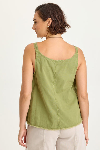Wearables Shawnie Flowy Linen Pintuck Tank Garnish Pigment - XCVI