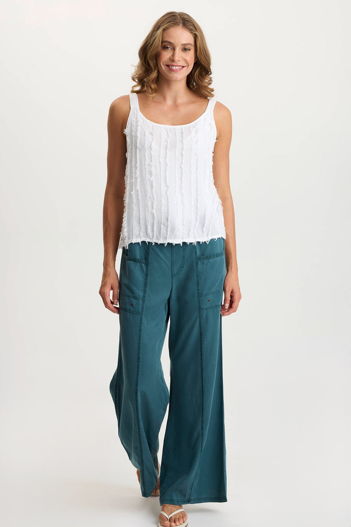 Haddon A-Line Breezy Stripe Tank White - XCVI