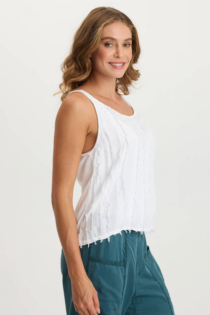 Haddon A-Line Breezy Stripe Tank White - XCVI